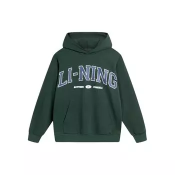 Li Ning Weekend Youth Letter Embroidery Casual Hoodie Sweatshirt Unisex Sweatshirt Vintage-Green AWDU781-2 L