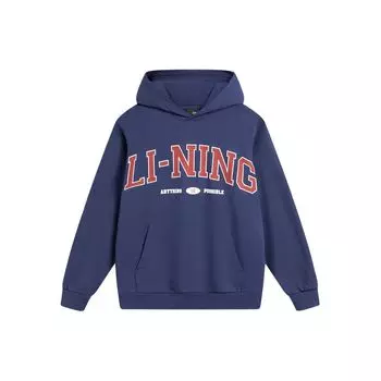 Li Ning Weekend Youth Letter Embroidery Casual Hoodie Sweatshirt Unisex Sweatshirt Deep-Navy AWDU781-3 S