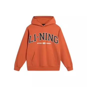 Li-Ning Weekend Youth Letter Embroidery Casual Hoodie Unisex Sweatshirt Sunshine-Dirty-Orange AWDU781-5 XS