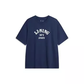 Li-Ning Weekend Youth Series свободный мягкий удобный круглый вырез свитер повседневный спортивный короткий рукав с заниженной линией плеч футболка унисекс топы AHSU683-3 3XL