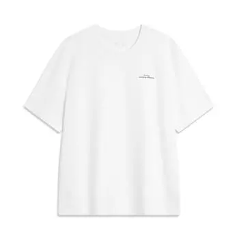 Li-Ning Weekend Youth Sports Fashion Series Retro Crew Neck Loose Casual Short Sleeve Cotton T-Shirt Unisex Tops Off-White AHSU689-3 XXL