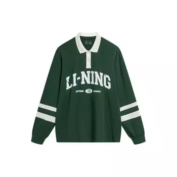 Li-Ning Weekend Youth Sports Fashion Series Letter Print Casual Polo Shirt Unisex Polo Shirts Retro-Green AWDU787-5 S