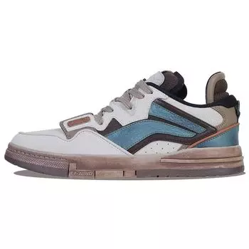 Li Ning Weiw Pro Bronze модные повседневные нескользящие прочные легкие низкие кроссовки для скейтбординга мужские сине-коричневые AECT059-1 41