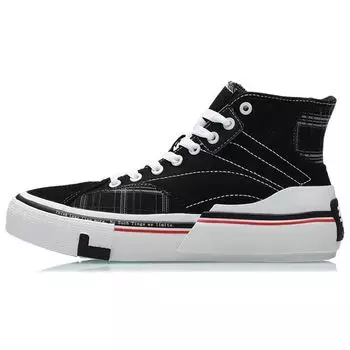 Li Ning Weiwu Canvas Hi Fabric Synthetic Leather Универсальные удобные нескользящие амортизирующие износостойкие легкие высокие кроссовки AECR008-4 35
