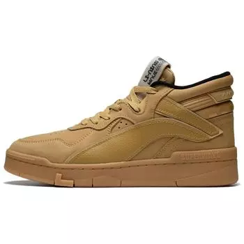 Li Ning Weiwu Mid кожаные нескользящие прочные высокие кроссовки для скейтбординга мужские кроссовки для скейтбординга минерально-желтые AGCS349-1 44