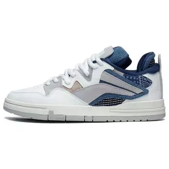 Li Ning Weiwupro синтетическая кожа нескользящие износостойкие низкие скейт-кеды Story Version мужские скейт-кеды белые серые синие AECT009-3 45