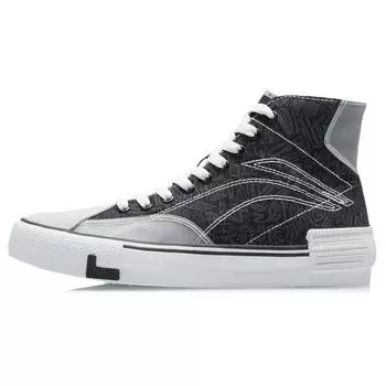 Li-Ning Weiyu Canvas Hi легкие нескользящие высокие кроссовки для скейтбординга женские кроссовки черные белые AECR012-2 35
