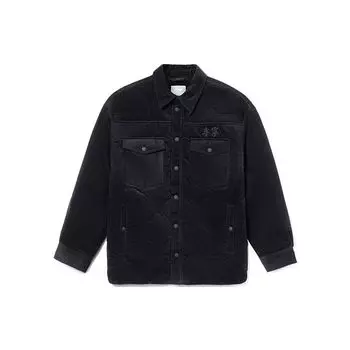 Li Ning вельветовая теплая свободная хлопковая куртка с отложным воротником мужская куртка черная AFMR459-2 S