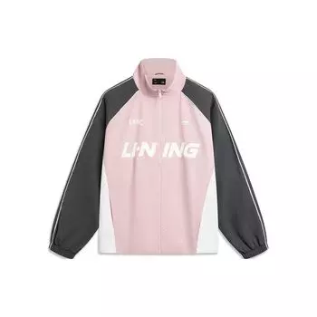 Li-Ning ветрозащитная водоотталкивающая цветная блочная буквенная печать свободный воротник спортивная куртка на молнии унисекс куртка светло-розовая AJDT741-2 3XL