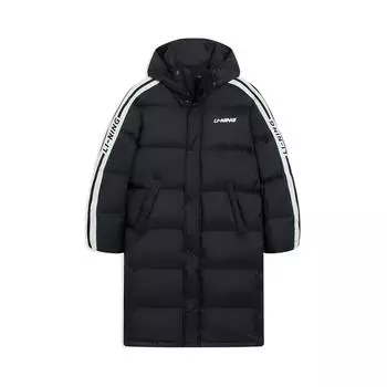 Li Ning ветрозащитный теплый длинный толстый удобный пуховик мужская верхняя одежда черный YYMU187-1 L