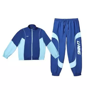 Li-Ning Windproof And Water-Resistant Running Leisure Sports Suit Unisex suits Blue YJDU051-3+YYKU155-2 S