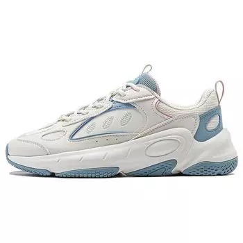 Li Ning Wing Wind Удобная универсальная толстая подошва, увеличивающая рост, износостойкая, нескользящая, низкая повседневная обувь, женские кроссовки, белый, синий AGCT462-5 36
