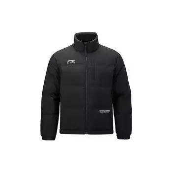 Li Ning воротник-стойка теплая повседневная модная короткая пуховая куртка мужская куртка черная AYMS179-3 M