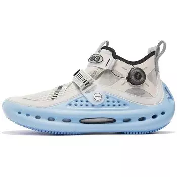 Li Ning Wu Xing 3 нескользящие износостойкие повседневные туфли средней высоты мужские повседневные туфли серо-синие AZGS041-3 41