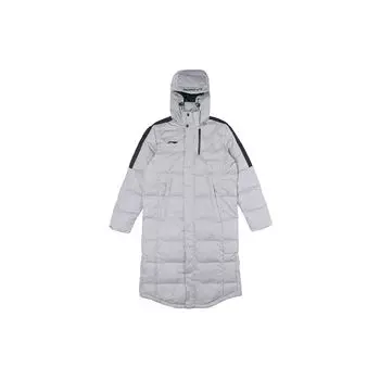 Li Ning вышитые буквы капюшон спортивный пуховик мужской верхняя одежда серый AYMR365-2 S