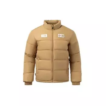 Li Ning вышитый логотип воротник стойка теплая куртка пуховик мужская верхняя одежда желтый AYMR455-3 XL
