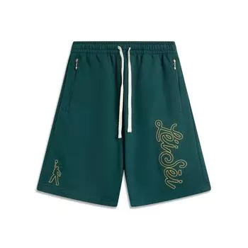 Li Ning X Badmarket Коллаборация Спортивная Мода Универсальные Дышащие Свободные Шорты с Вышивкой Букв Повседневные Мужские шорты Зеленый AKSV743-1 XL