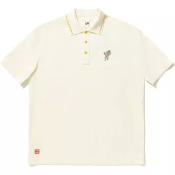 Li Ning X Billionaire Boys Club Блок цветов Удобная Дышащая Универсальная Футболка-поло с коротким рукавом Мужчины Футболки-поло Молочно-белый APLU925-2 2XL