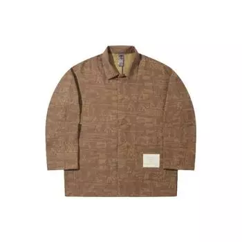 Li Ning X Bruce Lee Collaboration Kung Fu Series Свободная рубашка с длинным рукавом с принтом по всей поверхности Мужские рубашки Clay-Brown ASHT525-1 XXL