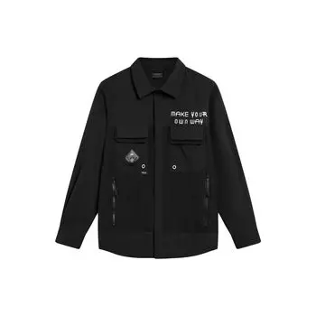 Li Ning X Cyril Artist Collaboration Letter Print Polo Loose Sports Long Sleeve Jacket Men jackets Black AFDT769-1 L