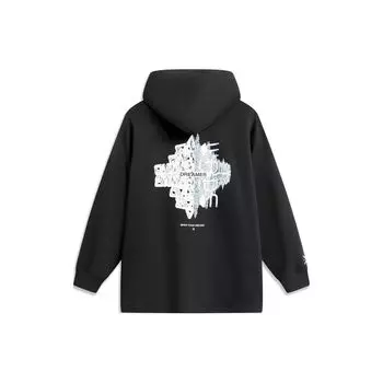 Li Ning X Cyril Artist Collaboration Series Dreamer Theme Letter Pattern Fleece Hoodie Unisex Hoodies Black AWDTB77-1 L