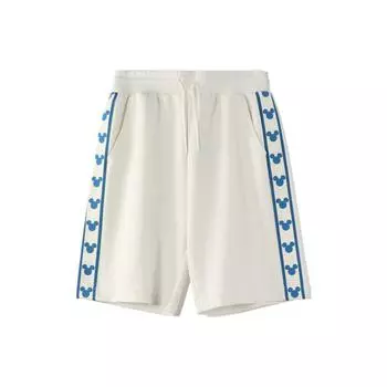 Li Ning X Disney Collaboration Cartoon Bear Logo Lace-Up Mid Rise Straight Casual Shorts Men shorts Champagne-White AKSS957-1 M