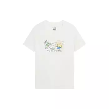 Li Ning X Disney Collaboration Cartoon Fun Print Casual Loose Short Sleeve T Shirt Women Tops Off-White AHSS700-1 M