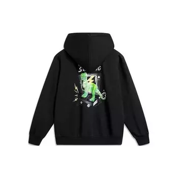 Li Ning X Disney Collaboration Hugging Dragon Series Cartoon Pattern Printed Pullover Long Sleeve Теплая свободная флисовая спортивная толстовка с капюшоном AWDU501-1 S