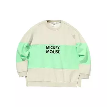 Li Ning X Disney Collaboration Logo Print Color Block Casual Loose Round Neck Hoody Women sweatshirt Pearl-White AWDQ394-1 XL