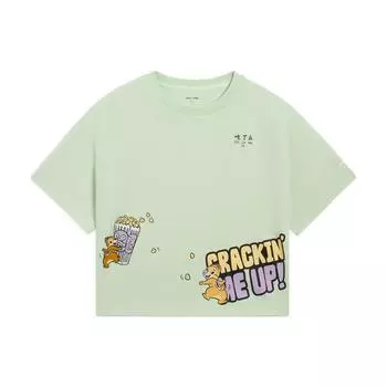 Li Ning X Disney Collaboration Mickey Series SS22 мультяшный узор с буквами и животными круглый вырез свободная футболка с коротким рукавом женские топы AHSS262-2 XXL