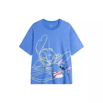 Li Ning X Disney Collaboration Printed Round Neck Pullover Casual Sports Short Sleeve T Shirt Men T Shirt Rainbow-Blue ATSU157-6 M