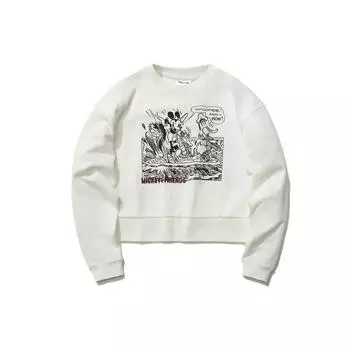 Li Ning X Disney Collaboration принтованный короткий свободный свитер-свитшот женский свитшот Off-White AWDR292-1 XL