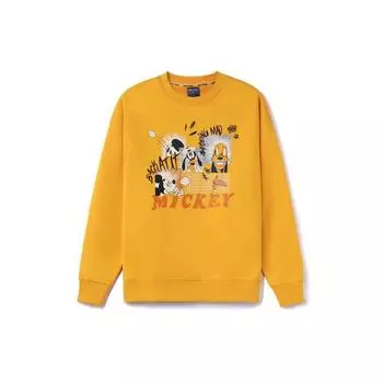 Li Ning X Disney Collaboration Series Cartoon Print Loose Fleece Crewneck Sweatshirt Unisex Sweatshirt Yellow AWDR685-4 4XL