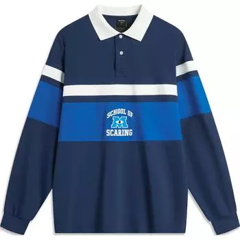 Li Ning X Disney Collaboration Серия Monsters University с цветными буквами, удобная дышащая универсальная повседневная рубашка-поло с длинным рукавом APLU145-1 L