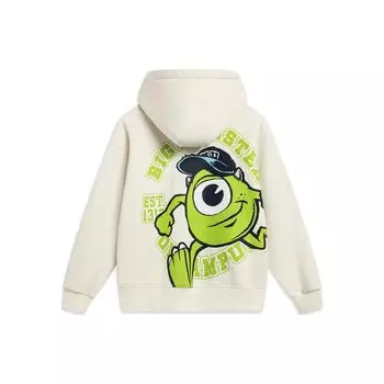 Li Ning X Disney Collaboration Серия Monsters University с мультяшным принтом Флисовая теплая свободная кофта с капюшоном Женские толстовки с капюшоном Off-White AWDT810-2 S
