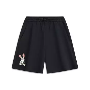 Li Ning X Disney Collaboration Серия «Зверополис» с мультяшным принтом Повседневные свободные шорты Женские шорты Черные AKST244-1 XL