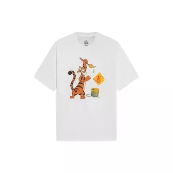 Li Ning X Disney Collaboration Sports Fashion Series Cartoon Pattern Printed Round Neck Short Sleeve Football Unisex Football Shirt White AHSS585-2 L