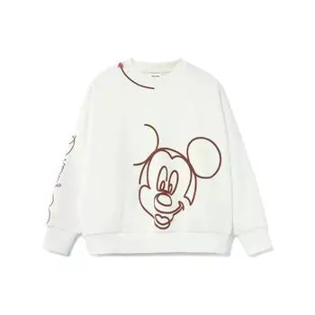 Li Ning X Disney Collaboration Sports Fashion Series Cartoon Print Флисовый свитер с круглым вырезом и длинными рукавами Женская толстовка Белая AWDRD62-1 L