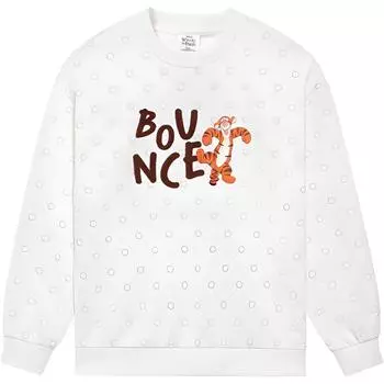 Li Ning X Disney Collaboration Sports Lifestyle Series Пуловер с принтом тигра Свитшот с круглым вырезом и длинными рукавами Унисекс Свитшот Белый AWDS557-2 L