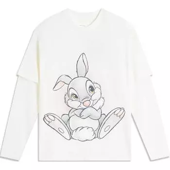 Li Ning X Disney Collaboration Sports Lifestyle Series Samp Rabbit Cartoon Letter Круглая горловина Удобная дышащая футболка с длинным рукавом AHSU724-1 M
