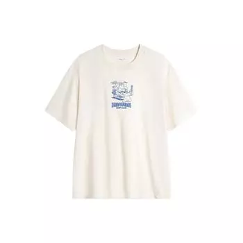 Li Ning X Disney Collaboration Stitch Series Круглый вырез свитер Повседневная футболка с коротким рукавом Мужская футболка Off-White ATSU153-1 M