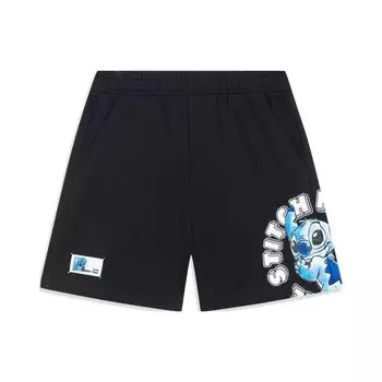 Li Ning X Disney Collaboration Stitch Series Cartoon Print Loose Casual Shorts Women shorts Black AKST482-1 L