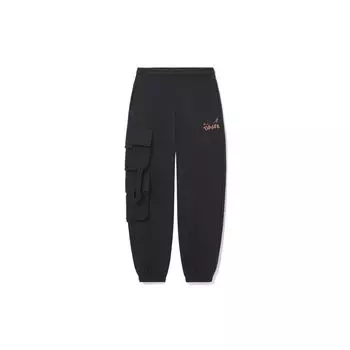 Li Ning X Disney Collaboration Tigger Series Letter Embroidery Side Pocket Loose Cuff Casual Pants Men pants Black AKLS479-1 M