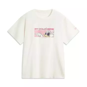 Li Ning X Disney Collaboration универсальная дышащая свободная мягкая удобная футболка с коротким рукавом женские топы Off-White AHSUA82-5 L