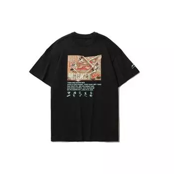 Li-Ning X Disney Crossover, модная спортивная серия, свободная футболка с короткими рукавами и принтом, мужские топы, черный AHSR199-1 L