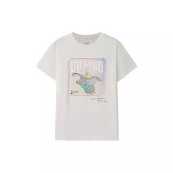 Li Ning X Disney Dumbo Cartoon Print Свободная спортивная футболка для женщин, топы белого цвета AHSRA64-1 XXL