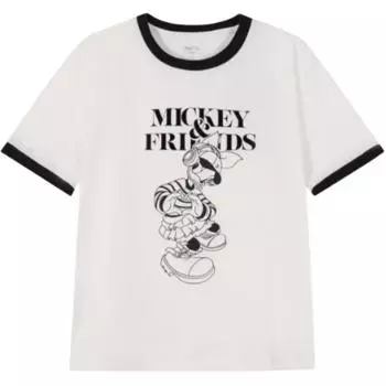 Li Ning X Disney Футболка с принтом букв, дышащая, универсальная, свободного кроя, с коротким рукавом, женские топы AHSV804-1 S