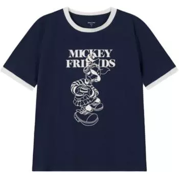 Li Ning X Disney Футболка женская с принтом букв, круглым вырезом, универсальная, дышащая, свободного кроя, с коротким рукавом AHSV804-4 S