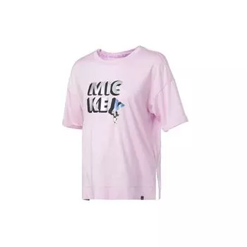Li-Ning X Disney Joint Edition с буквенным принтом и круглым вырезом, трикотажная футболка с короткими рукавами, женские топы, бабочка, орхидея, фиолетовый, ATSQ104-2 XL
