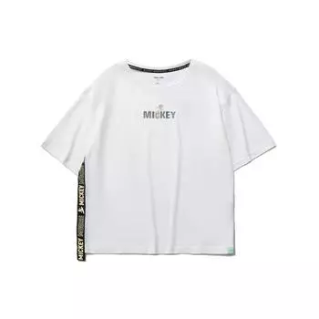 Li-Ning X Disney Joint Edition Training Series, свободная спортивная футболка со шнурком и буквенным принтом, женские топы, стандартный белый ATSR204-1 L